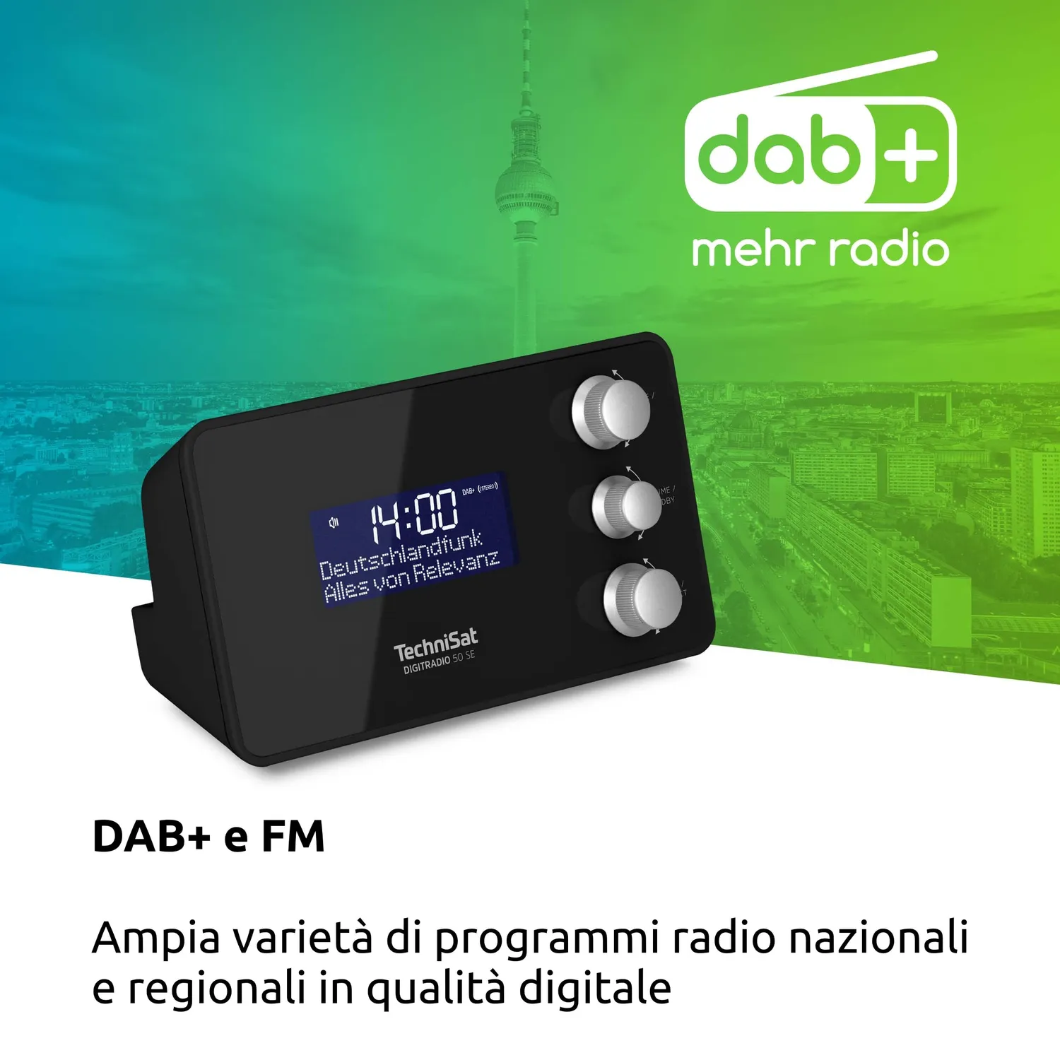 TechniSat DIGITRADIO 50 SE Radiosveglia DAB+ FM Nera 1,5W