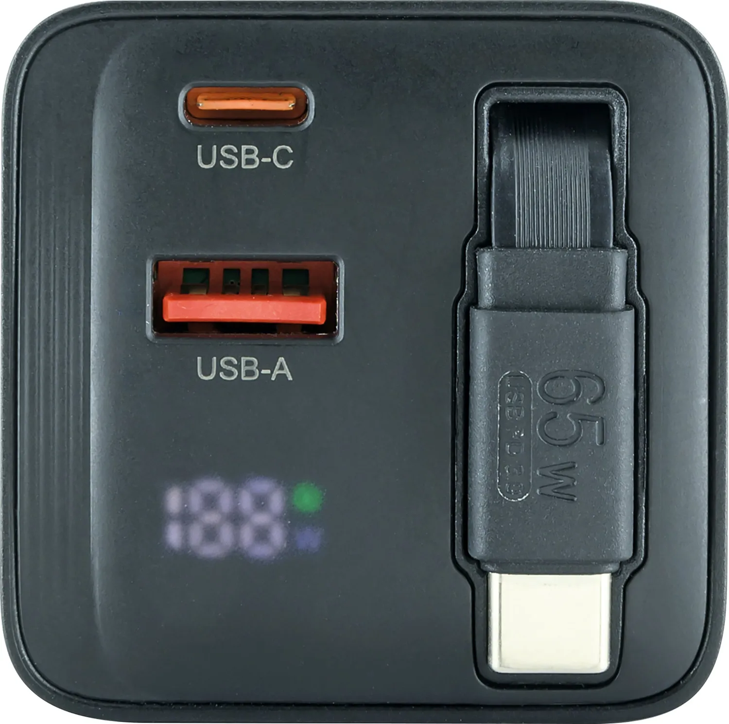 Schwaiger Caricatore Rapido 65W GaN cavo retrattile USB-C