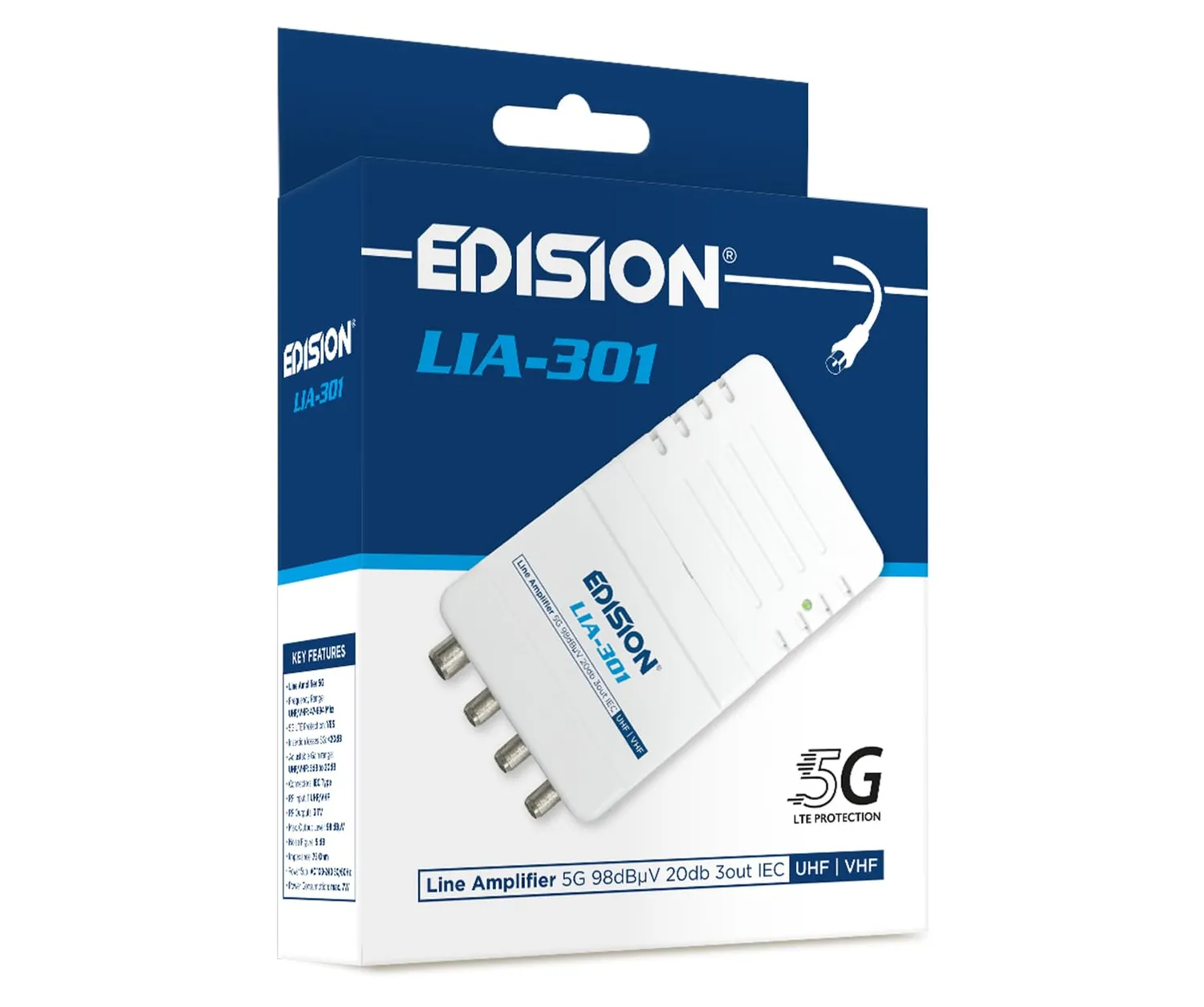 Edision LIA-301 amplificatore antenna TV 3 uscite filtro 5G