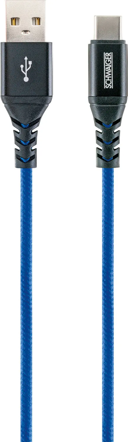SCHWAIGER Cavo USB-C nylon 1,2 m nero 3A