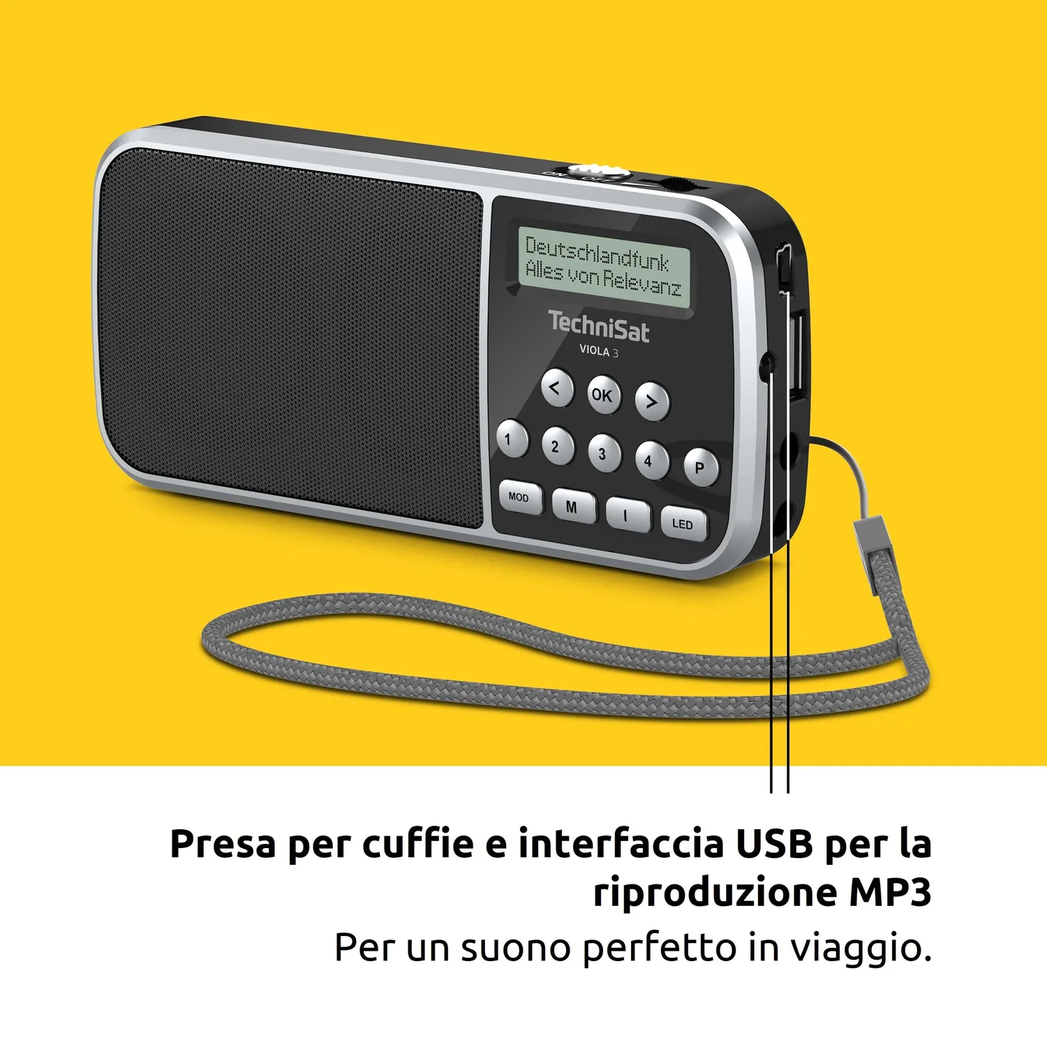 TechniSat Viola 3 Radio Portatile DAB+ Nera Torcia LED
