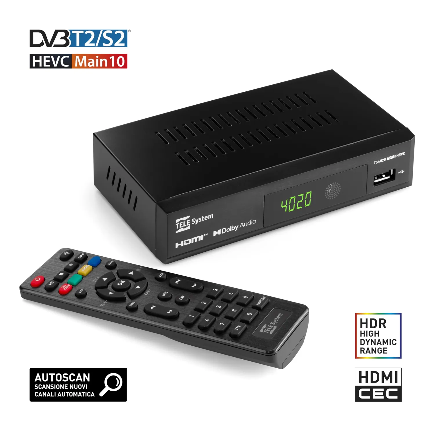 TELE System TS4020 Decoder Combo Terrestre + Satellitare