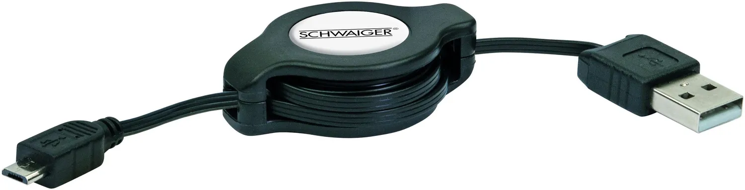 SCHWAIGER Cavo USB 2.0 A-Micro B 1,2m Avvolgibile Nero