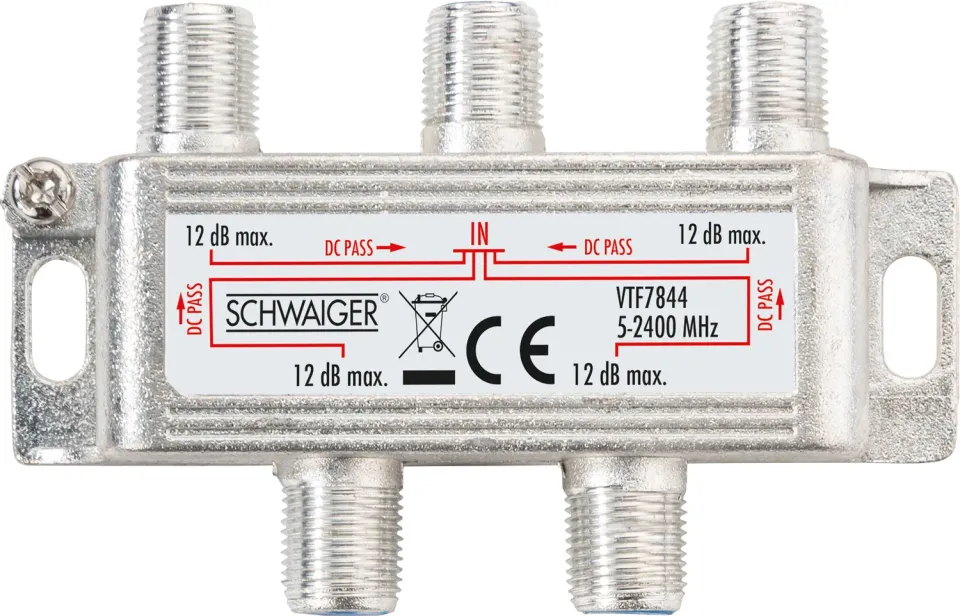 Schwaiger Partitore SAT 4 Vie 12 dB schermato