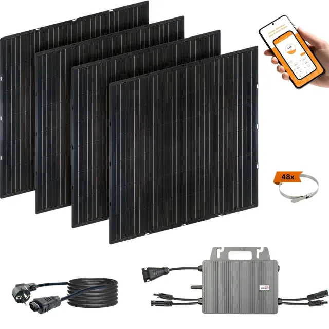 Schwaiger Slim-Line Modulo Solare Set 4 pezzi con inverter