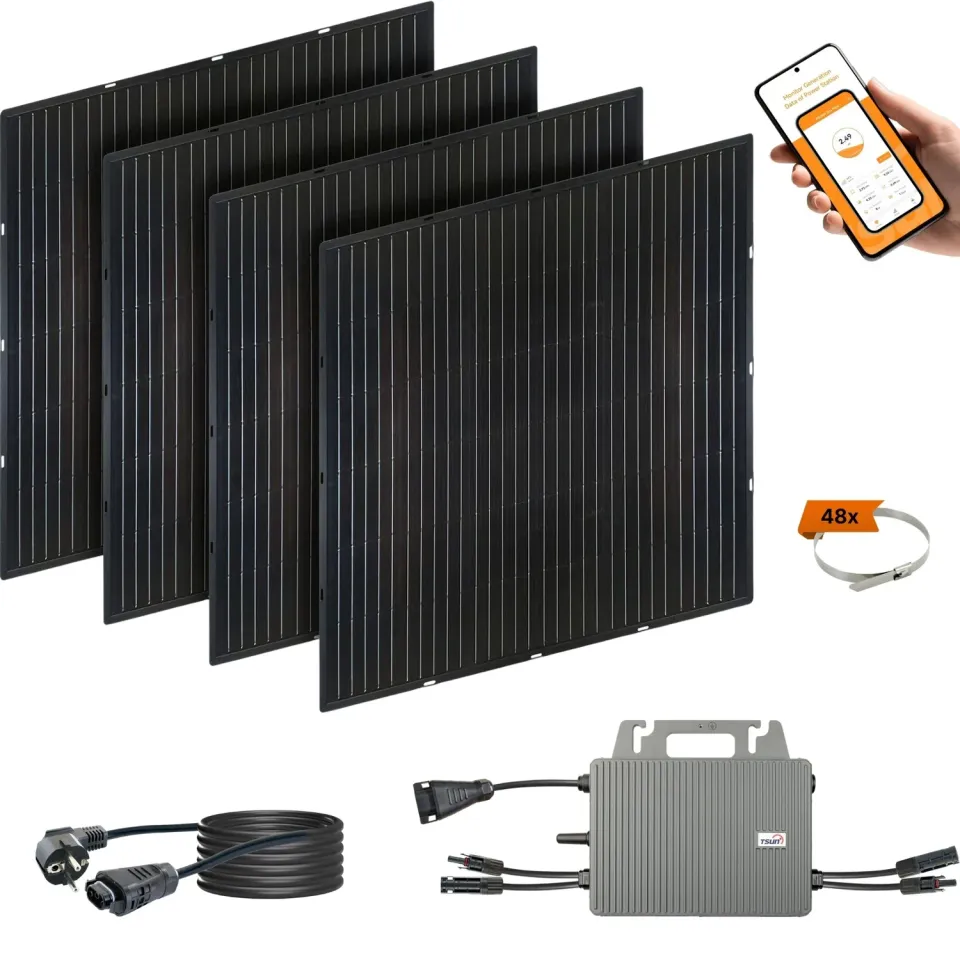 Schwaiger Slim-Line Modulo Solare Set 4 pezzi con inverter