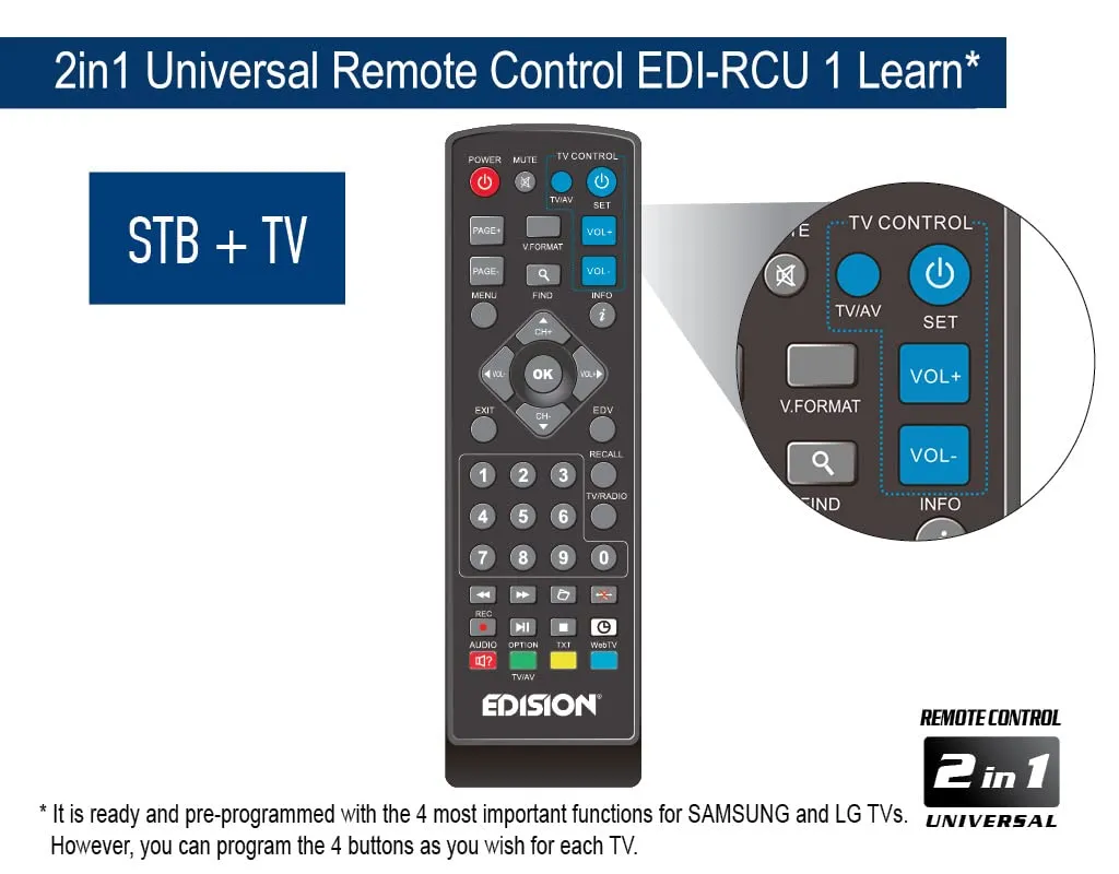 Edision EDI-RCU 1 Learn telecomando universale 2in1