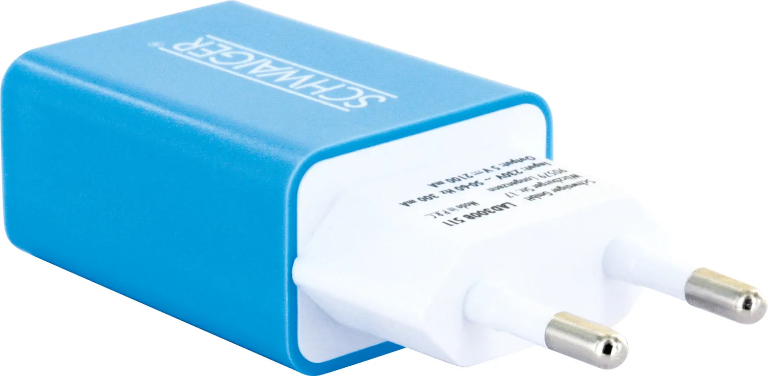 SCHWAIGER Caricabatterie USB 230V 2,1A bianco blu rosa