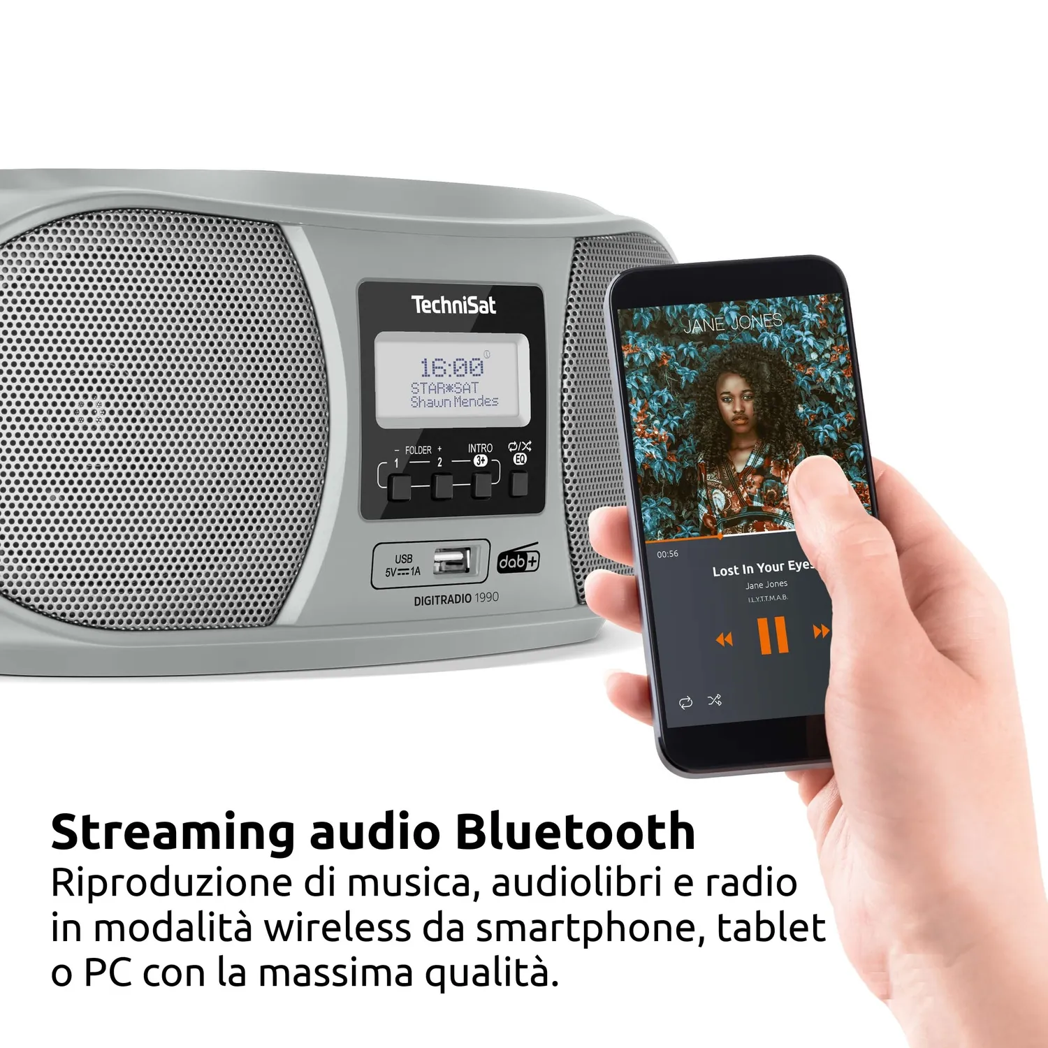 TechniSat DigitRadio 1990 Radio DAB+ Argento CD Bluetooth