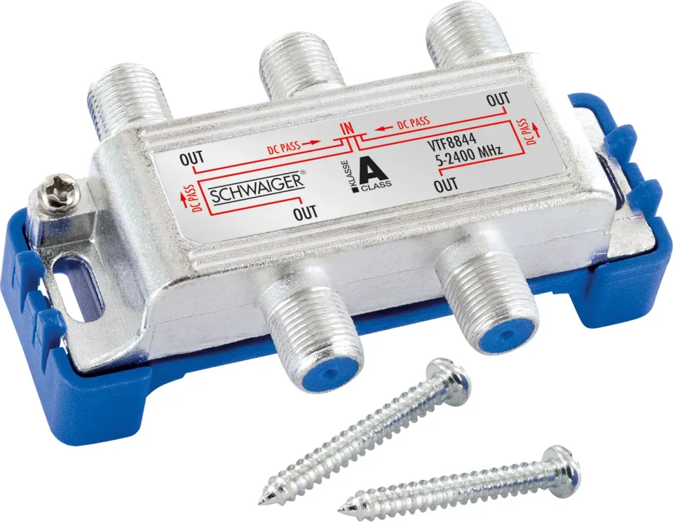 Schwaiger Partitore 4 vie F 9 dB per SAT antenna