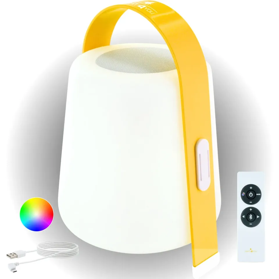 Schwaiger Lampada da tavolo LED RGB con speaker Bluetooth bianca