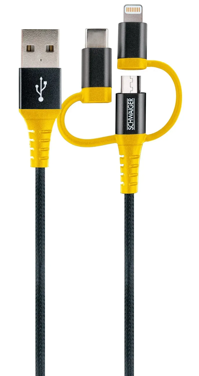 Schwaiger Extreme Cavo 3in1 1,2 m USB-C giallo