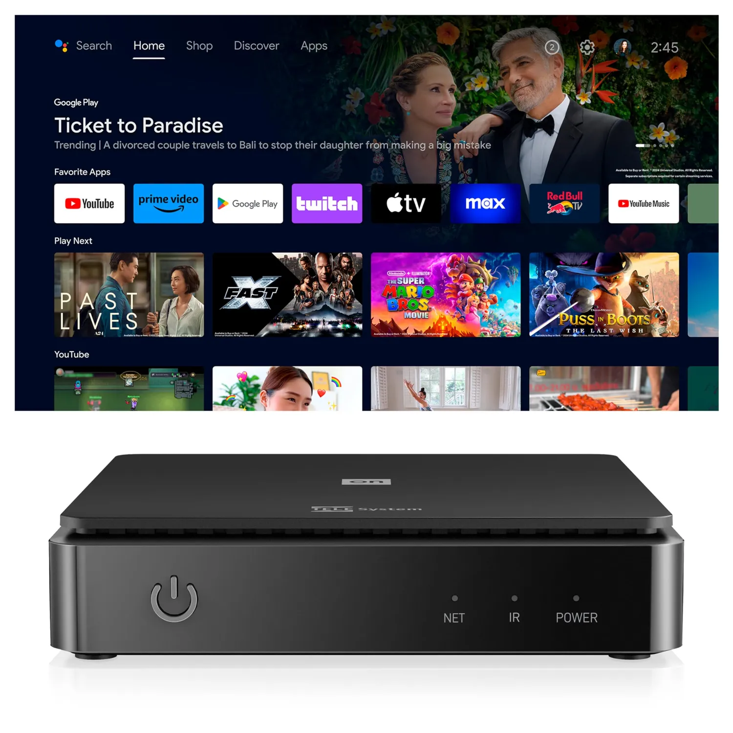 TELE System ON T2 HD decoder terrestre Android TV HDR10