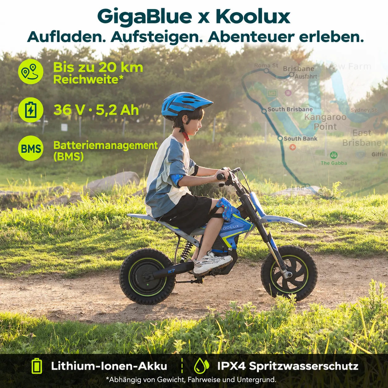 GigaBlue Koolux K7 JuniorCross moto elettrica bambini rossa