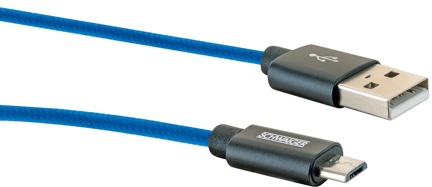 Schwaiger cavo micro USB 1,2 m nylon ricarica 2,4A