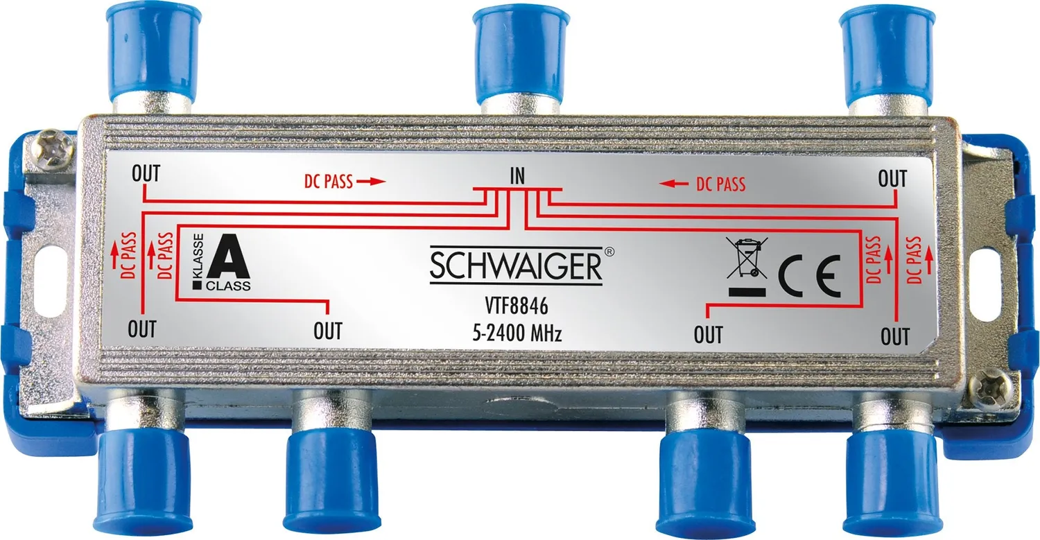 SCHWAIGER Ripartitore 6 vie 14 dB SAT antenna cavo