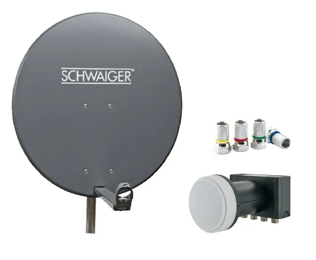 SCHWAIGER Parabola satellitare 80 cm antracite 4 utenze