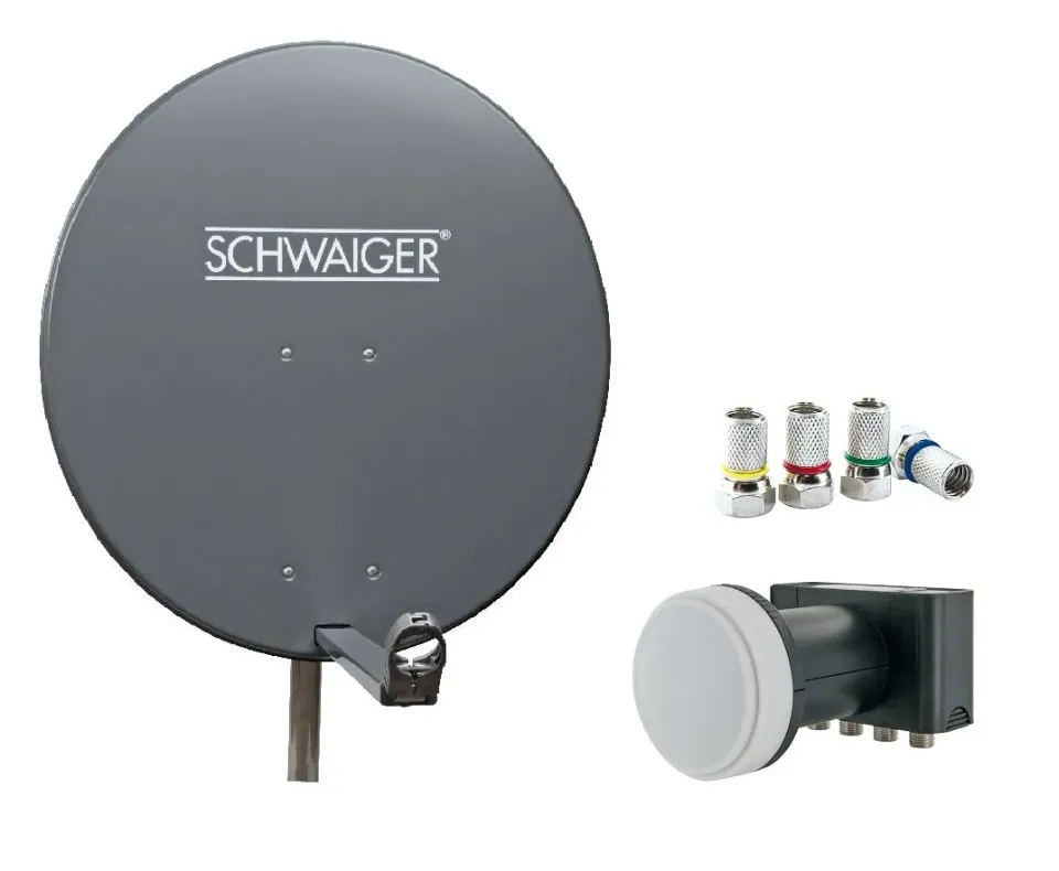 SCHWAIGER Parabola satellitare 80 cm antracite 4 utenze