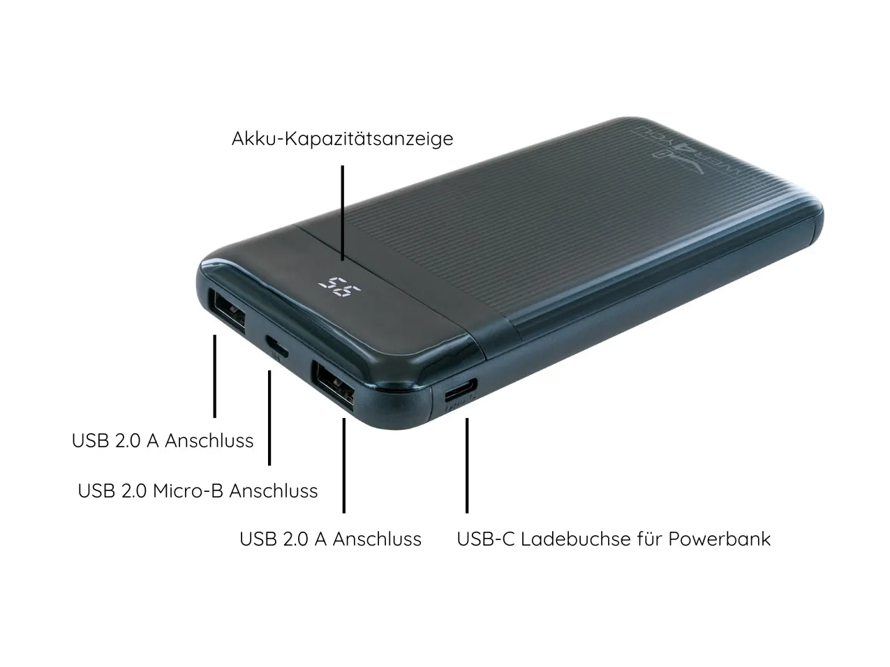 Schwaiger Flat power bank 10000 mAh con display nero
