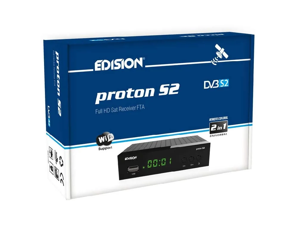 Edision Proton S2 Decoder Sat DVB-S2 Full HD FTA Nero