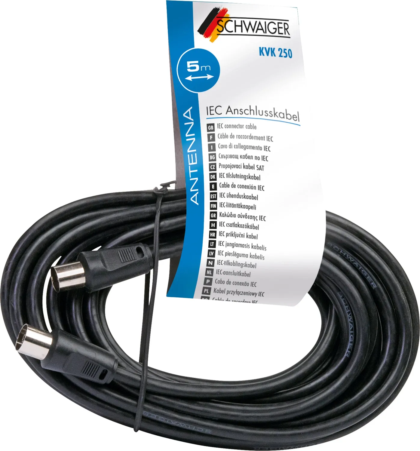 Schwaiger cavo antenna TV IEC 75 dB nero 3 m