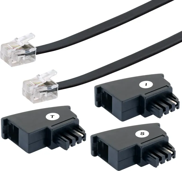 Schwaiger Set Telefono TAE 4 Pezzi Cavo 6 m Nero