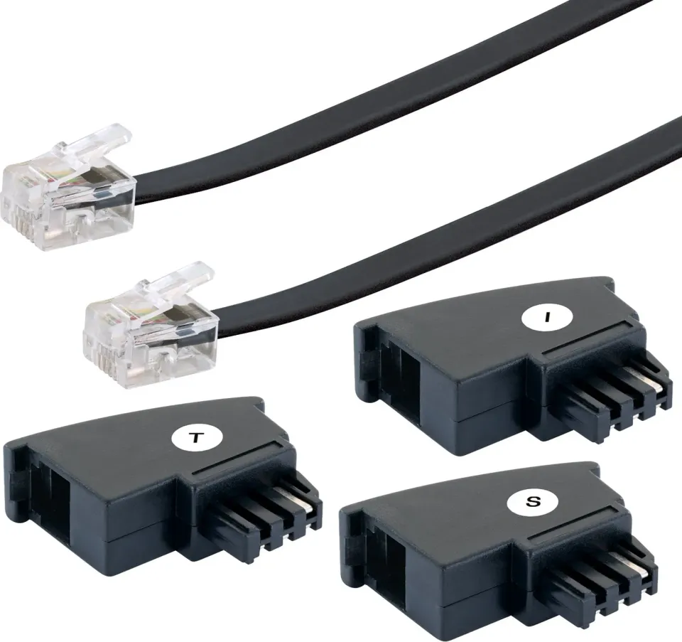 Schwaiger Set Telefono TAE 4 Pezzi Cavo 6 m Nero