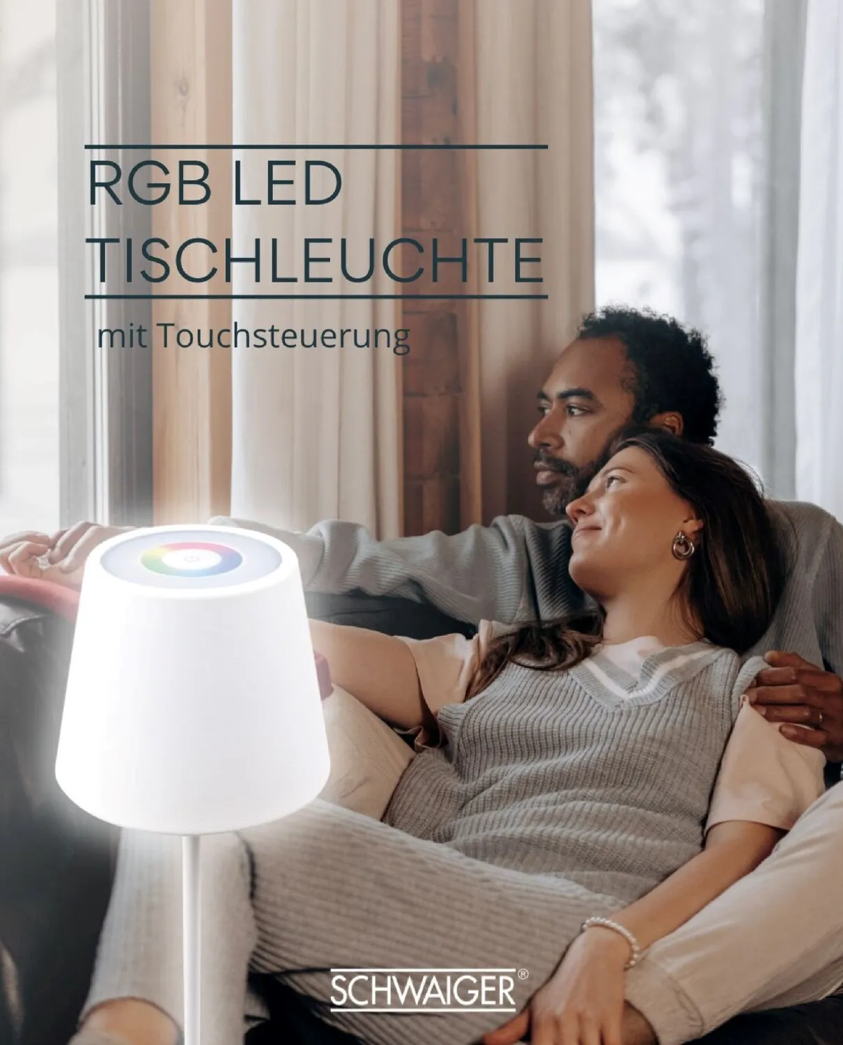 SCHWAIGER Lampada Tavolo RGB LED Touch Nera IP44 200Lm
