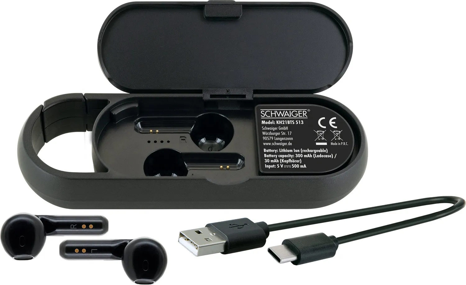 Schwaiger Auricolari TWS Bluetooth con Custodia Speaker neri