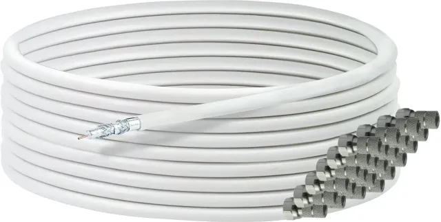 SCHWAIGER Cavo satellitare 50 m 135 dB bianco con 24 connettori F