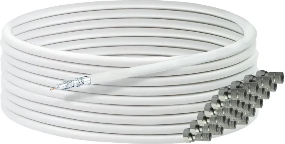 SCHWAIGER Cavo satellitare 50 m 135 dB bianco con 24 connettori F