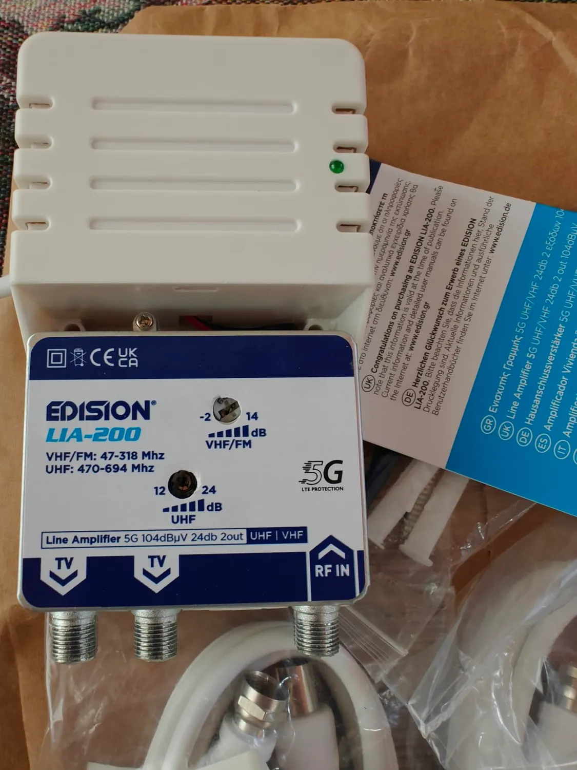 Edision LIA-200 Amplificatore Antenna 2 Uscite Filtro 5G