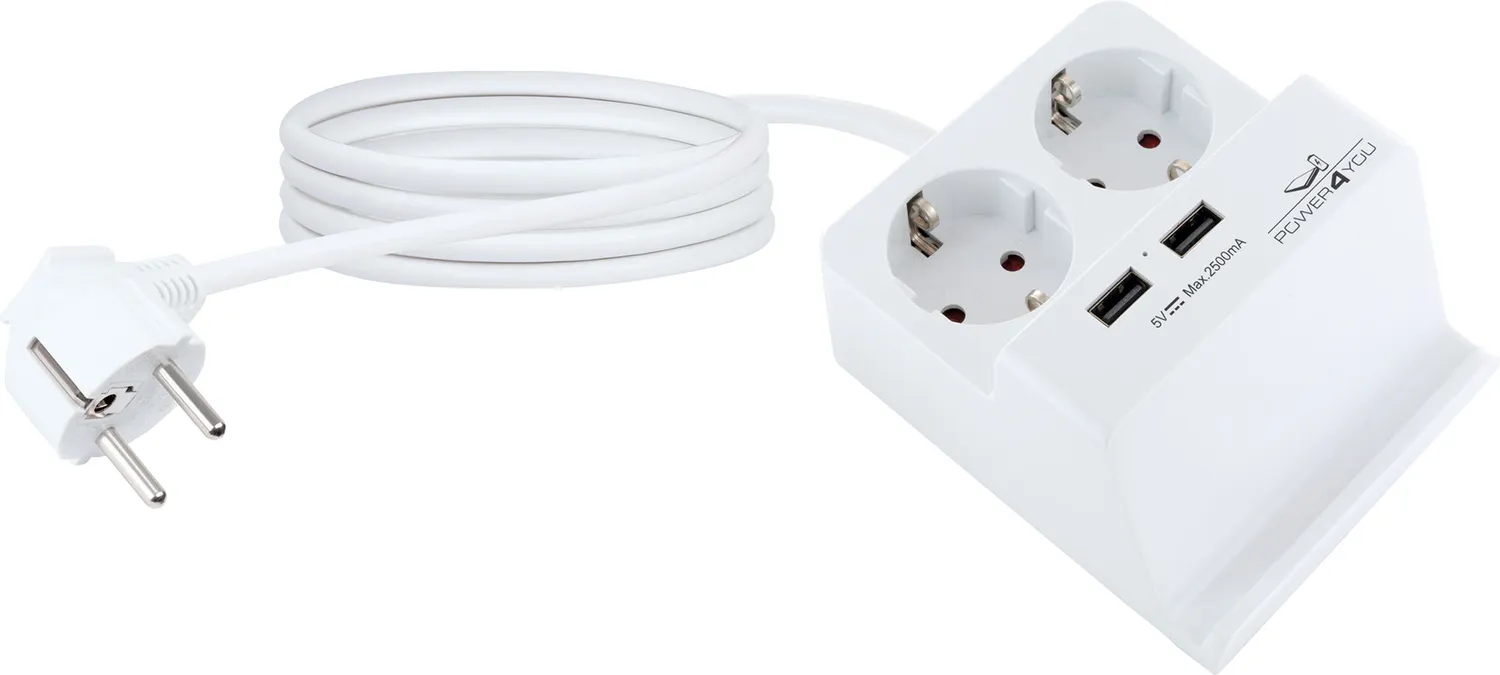 Schwaiger Presa da Tavolo 2 Schuko + 2 USB-A 1,5 m