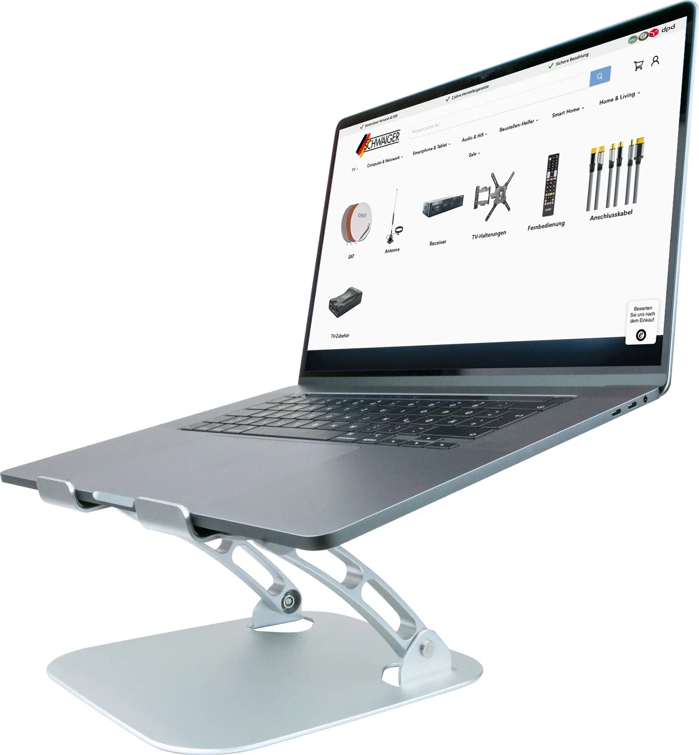 Schwaiger Supporto Laptop Pieghevole Alluminio argento