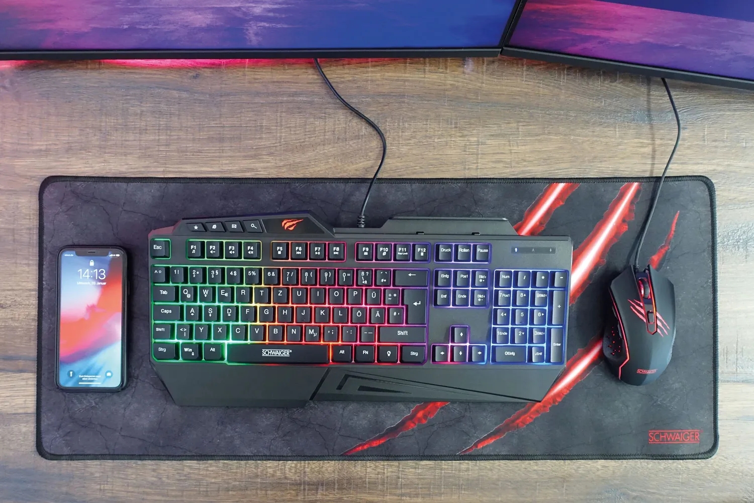 Schwaiger tappetino mouse gaming 750x300 mm nero