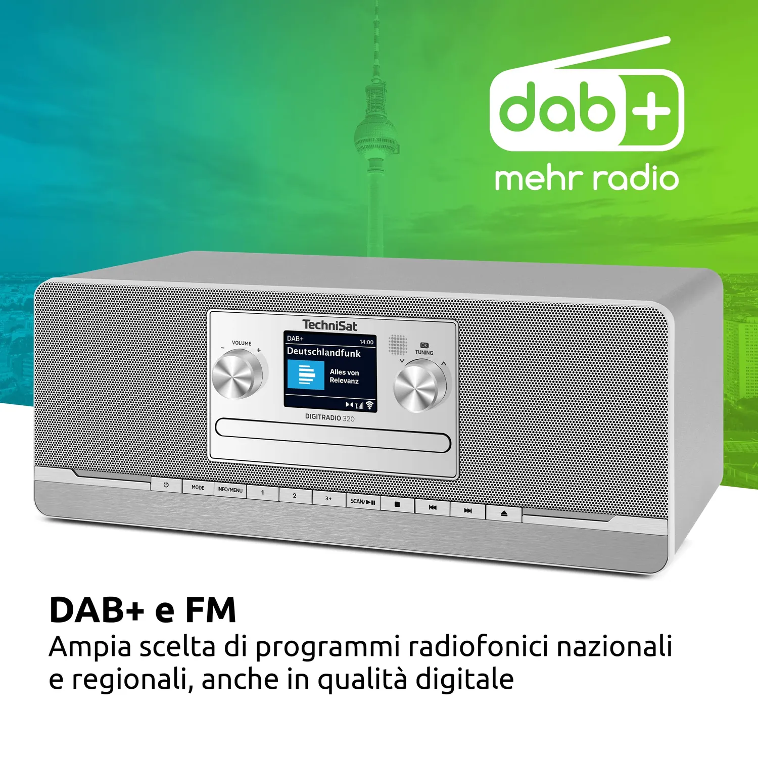 TechniSat DigitRadio 320 Radio DAB CD Argento