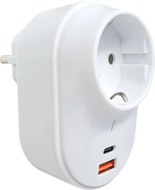 Schwaiger Adattatore Presa 230V USB-C USB-A bianco