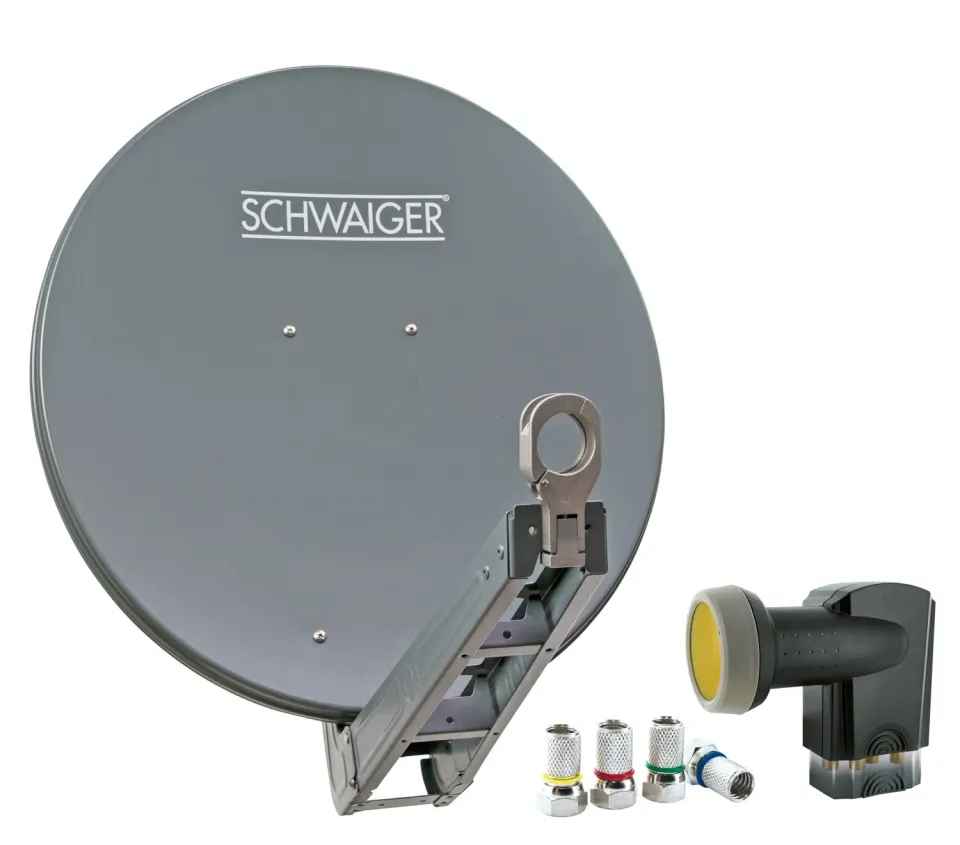 Schwaiger Antenna Satellitare Offset 75 cm Antracite + LNB Quad