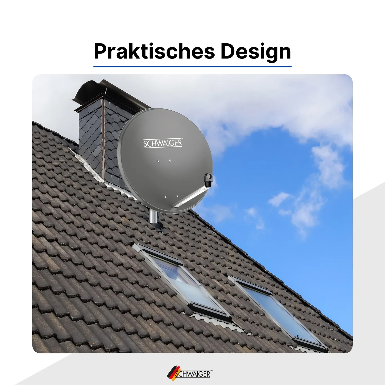 SCHWAIGER Parabola acciaio 75 cm kit Quad 4 utenti antracite
