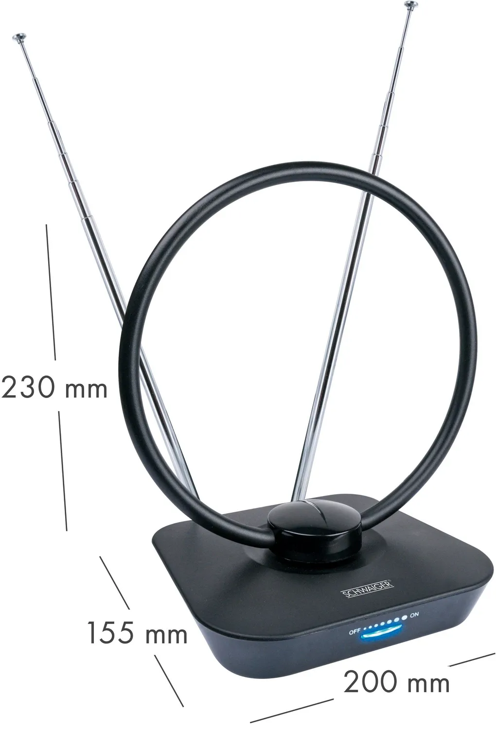 Schwaiger antenna interna DVB-T2 attiva 36 dB