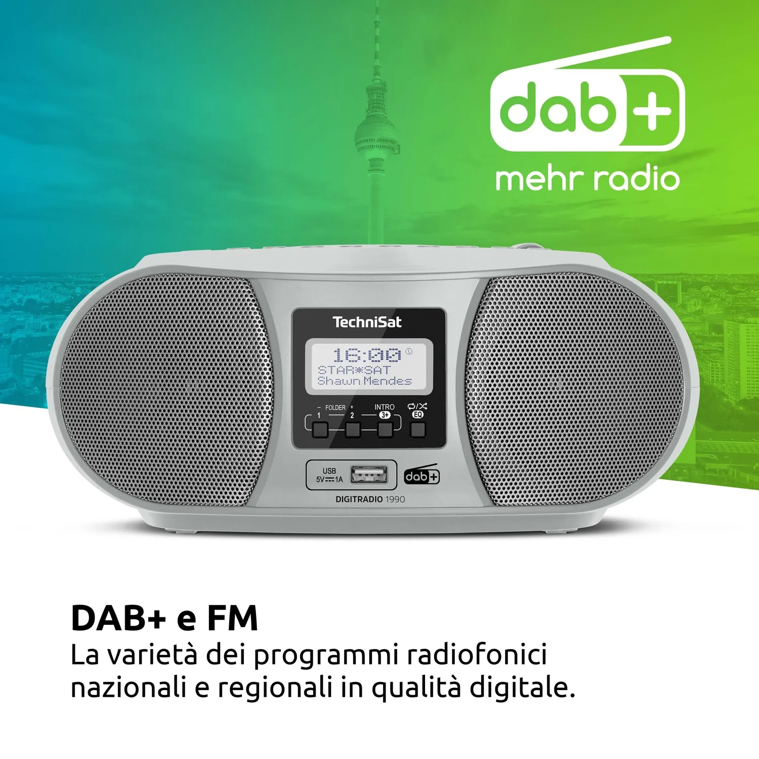 TechniSat DigitRadio 1990 Radio DAB+ Argento CD Bluetooth