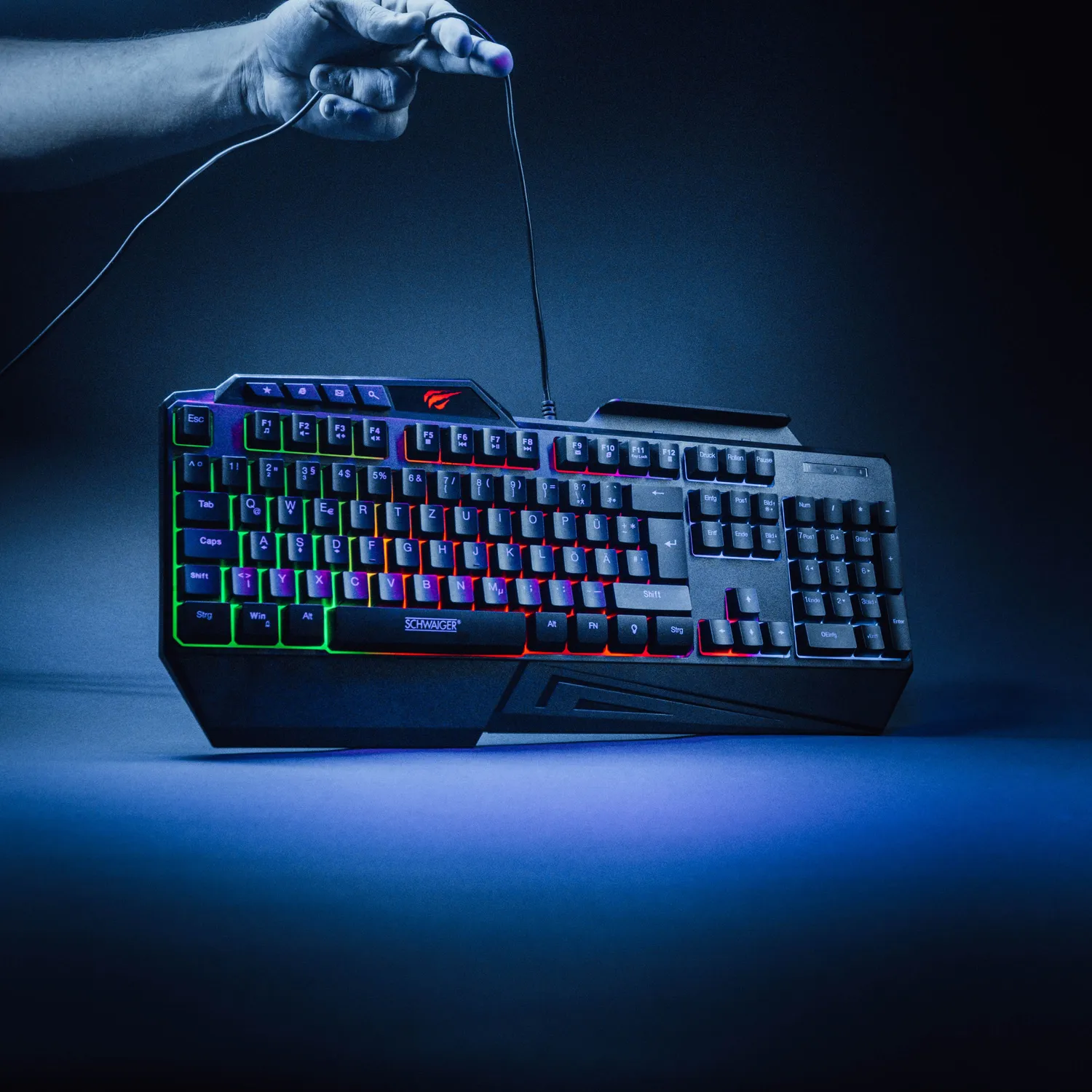 Schwaiger Tastiera Gaming QWERTZ USB Retroilluminata