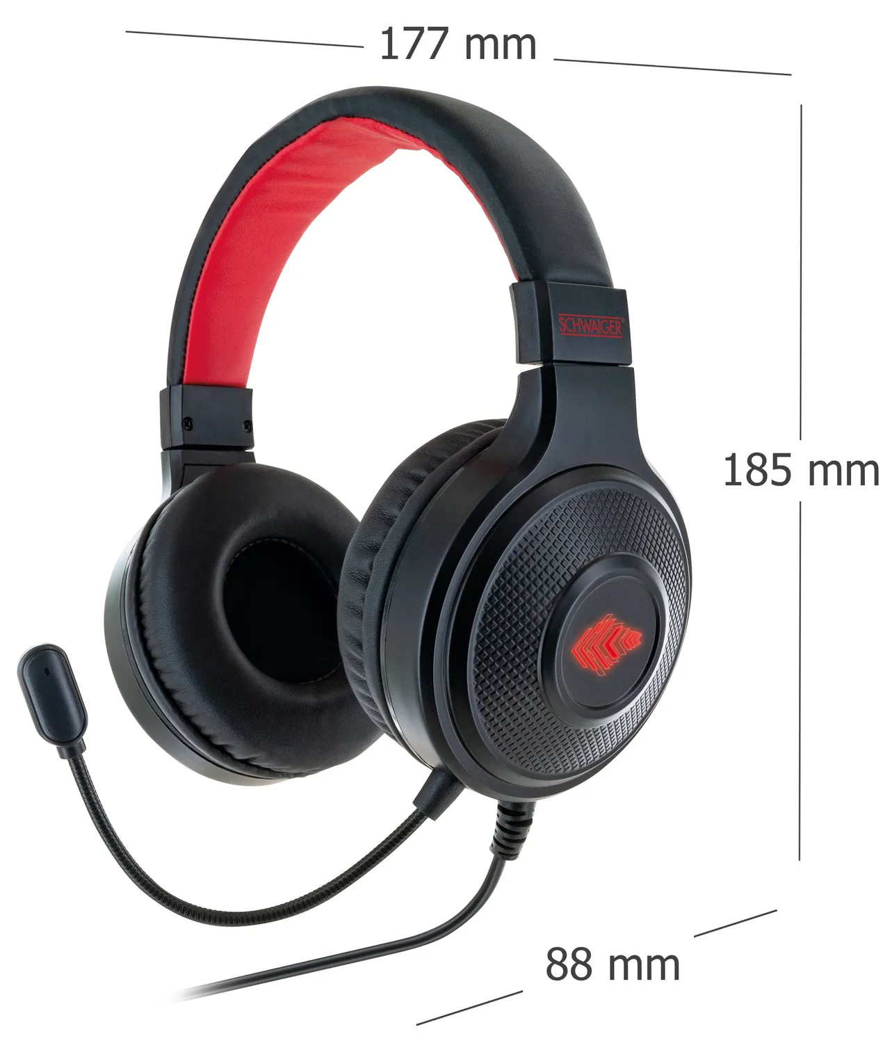 SCHWAIGER headset PC over-ear USB jack con microfono LED