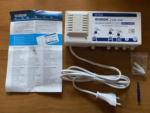 Edision CAM-300 Amplificatore Antenna TV DVB-T2 5G 34dB