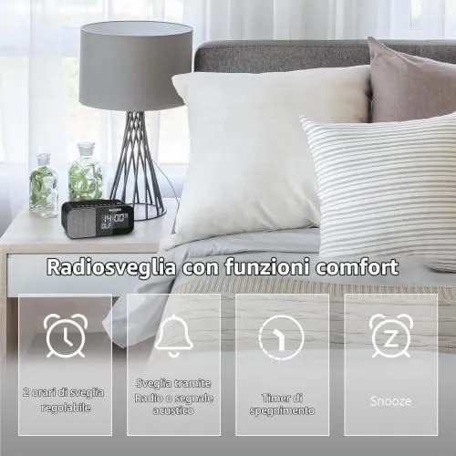 TechniSat VIOLA CR 1 Radiosveglia Nera Ricarica Wireless