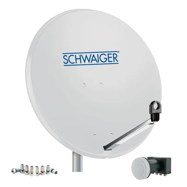 SCHWAIGER Parabola acciaio 75 cm kit Quad LNB