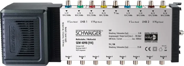 Schwaiger Multiswitch 9/8 a 8 Uscite per 2 Satelliti