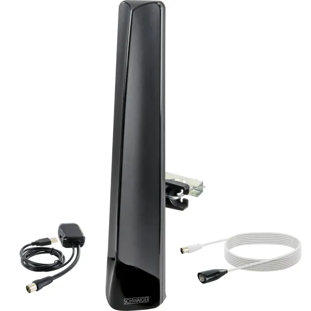 Schwaiger Antenna Esterna DVB-T2 DAB+ attiva nera