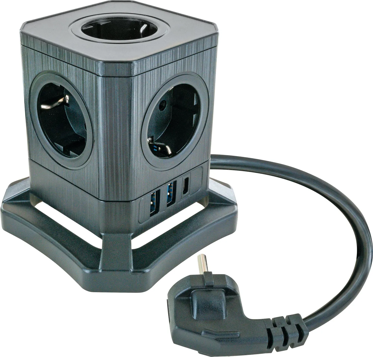 Schwaiger ciabatta tavolo 5 Schuko 3 USB nera con interruttore