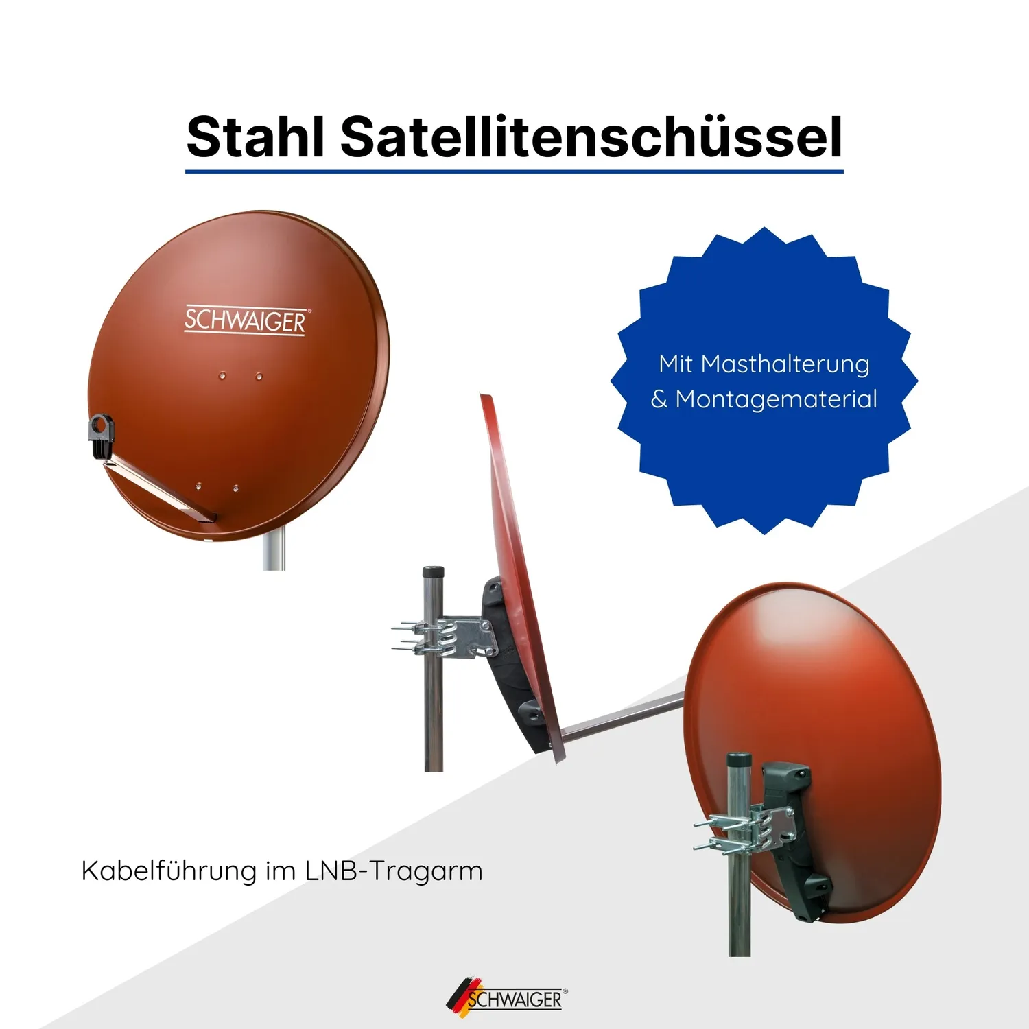 Schwaiger parabola 75 cm kit Quad 4 utenti rossa